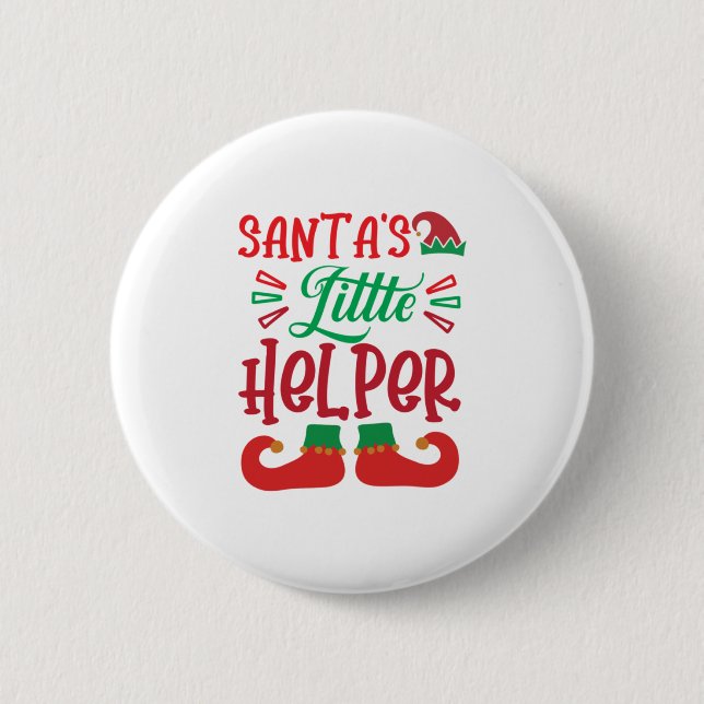 Merry Xmas Santa Little Helper 2 Inch Round Button (Front)
