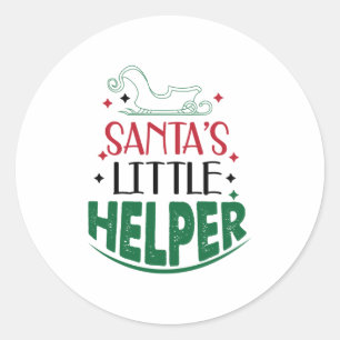 Merry Xmas Santas Little Helper Classic Round Sticker