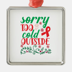 Merry Xmas Sorry Too Cold Outside Metal Ornament