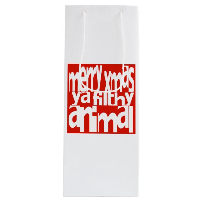 Merry Xmas Ya Filthy Animal Xmas Wine Tote Bag (Front)