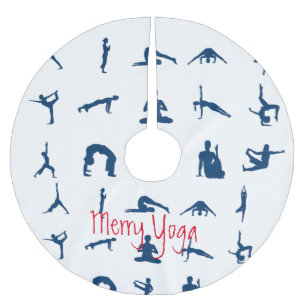 Merry Yoga Silhouette Yoga Poses Thunder_Cove Brushed Polyester Tree Skirt