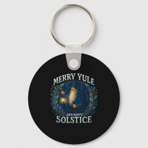 Merry Yule And Happy Solstice Mystic Winter Quote  Keychain