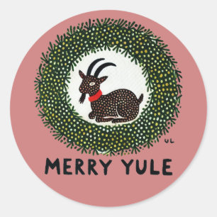 Merry Yule Goat                                    Classic Round Sticker