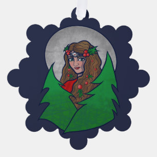 Merry Yule Goddess Art Pagan and Wiccan Yule Ornament Card