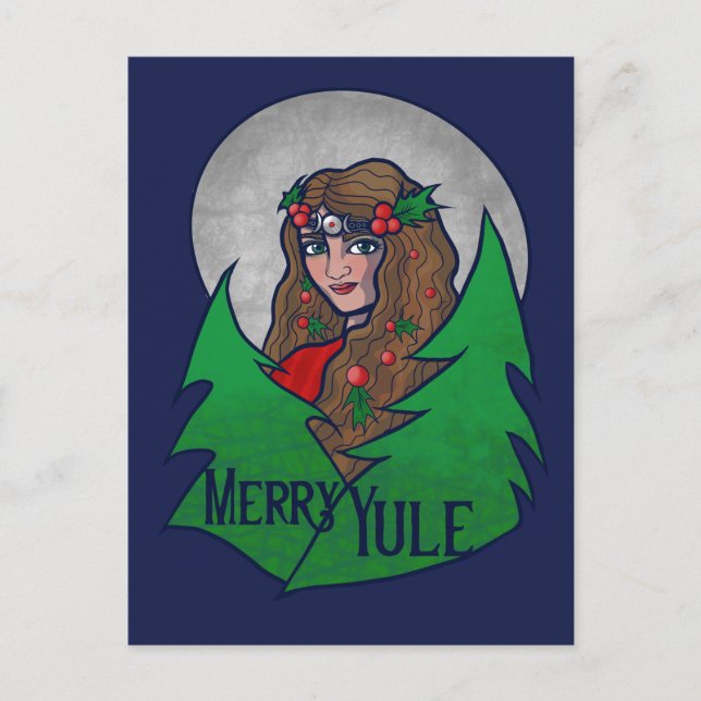 Merry Yule Goddess Art Pagan and Wiccan Yule Postcard (Front)