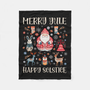Merry Yule Happy Solstice Cottagecore Scandinavian Fleece Blanket
