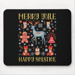 Merry Yule Happy Solstice Cottagecore Scandinavian Mouse Pad