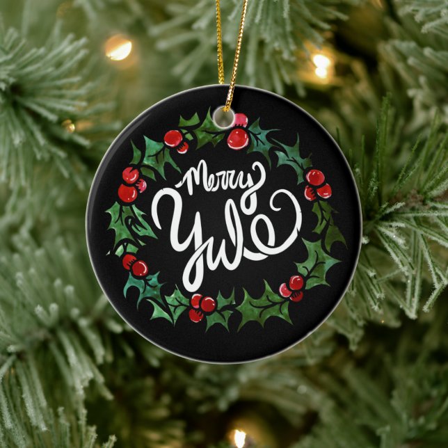 Merry Yule Pagan Holidays Wiccan Blessed Yule Ceramic Ornament (Tree)