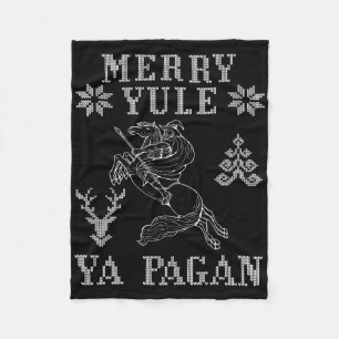 Merry Yule Ya Pagan Odin On Sleipnir Viking Christ Fleece Blanket