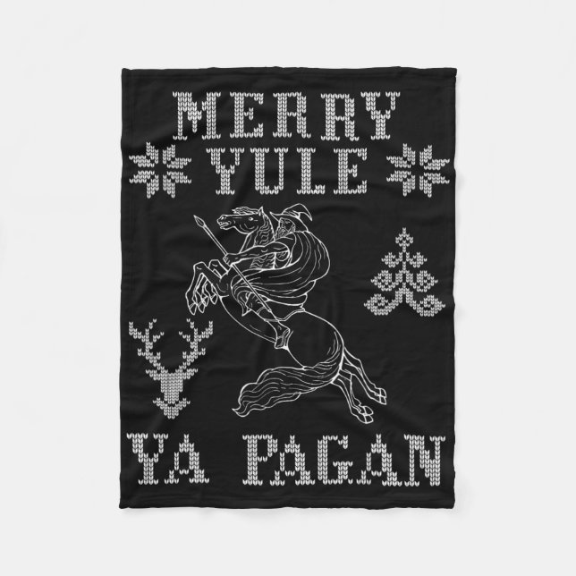 Merry Yule Ya Pagan Odin On Sleipnir Viking Christ Fleece Blanket (Front)