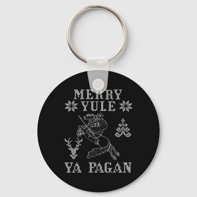 Merry Yule Ya Pagan Odin On Sleipnir Viking Christ Keychain (Front)