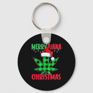Merryjuana Weed Leaf Funny Christmas Pajama X-mas  Keychain