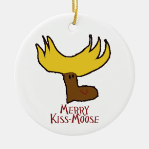 MerryKissMoose Ceramic Ornament