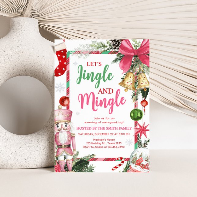 Merrymaking Jingle and Mingle Christmas Party Invitation (Jingle and Mingle Festive Holiday Christmas Party Invitation)
