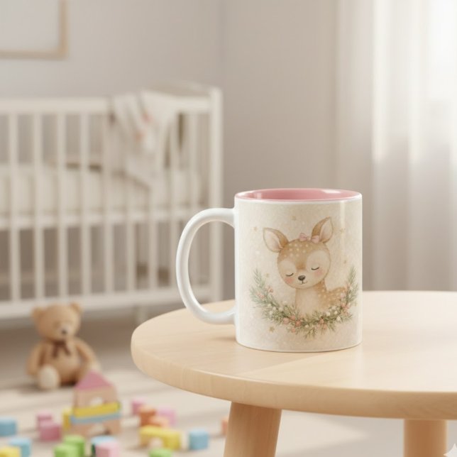 MerryMist Baby Dreams: Winter Blush – Ethereal Nur Two-Tone Coffee Mug (Creator Uploaded)