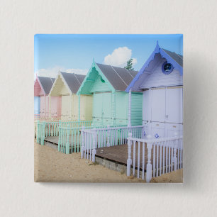 Mersea Island Beach Huts 2 Inch Square Button