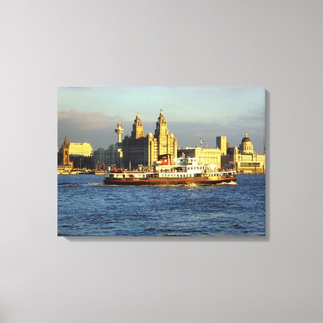 Mersey Ferry & Liverpool Waterfront Canvas Print (Front)