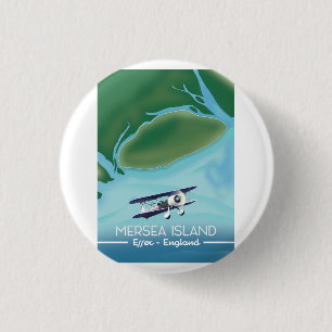 Mersia Island, Essex Vintage style travel poster 1 Inch Round Button