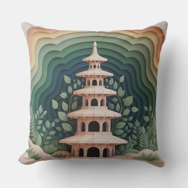 Meru Tower Relief 3D Batik Motif Throw Pillow (Front)