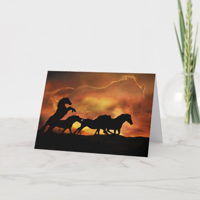 Merveilleuse Carte D'Anniversaire Avec Chevaux (Devant)