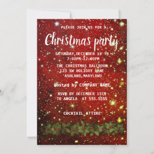Merveilleuse invitation de Noël rouge étincelant