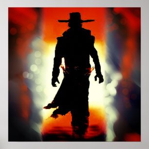 MERVEILLEUX COWBOING GUNSLINGER DANS DESERT POSTER