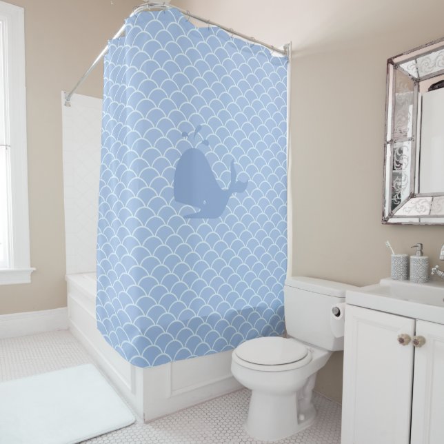 Merveilleux rideau de douche de baleine bleue mode (En situation)