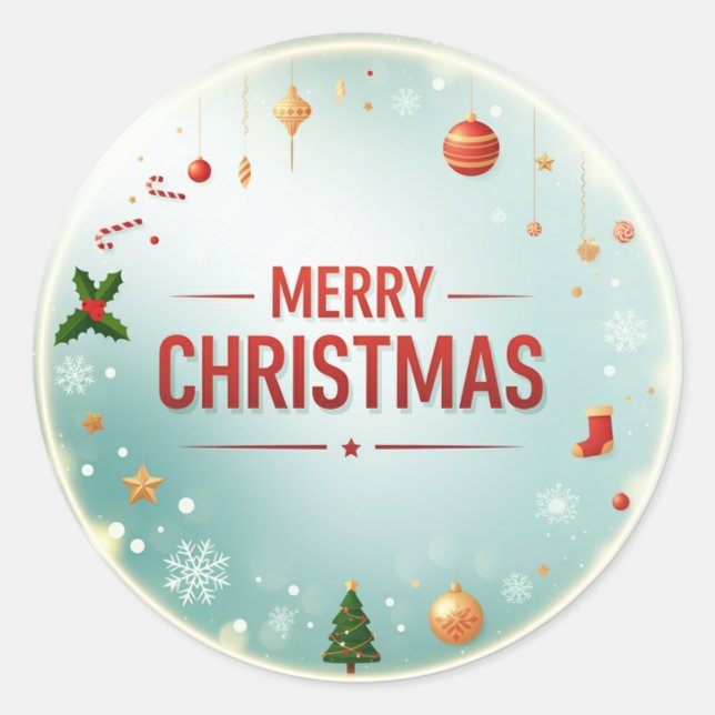Mery Christmas with Christmas elements Classic Round Sticker (Front)