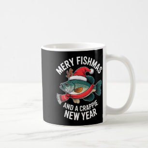 Mery Fishmas And A Crape New Year Funny Fishing Ch Coffee Mug