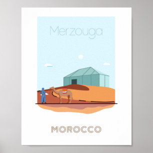 Merzouga city travel poster - morocco travel 