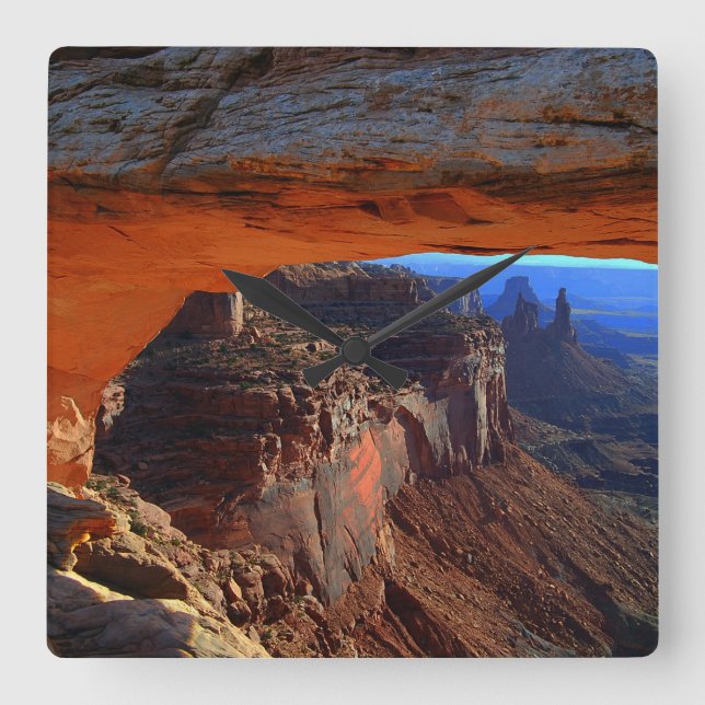 Mesa Arch at Sunrise, Utah Square Wall Clock (Front)
