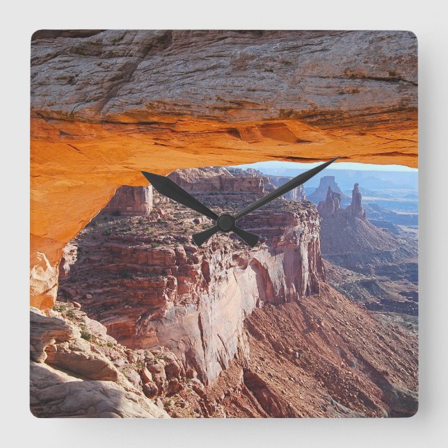 Mesa Arch at Sunrise, Utah Square Wall Clock (Front)