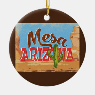 Mesa Arizona Cartoon Desert Vintage Travel Ceramic Ornament