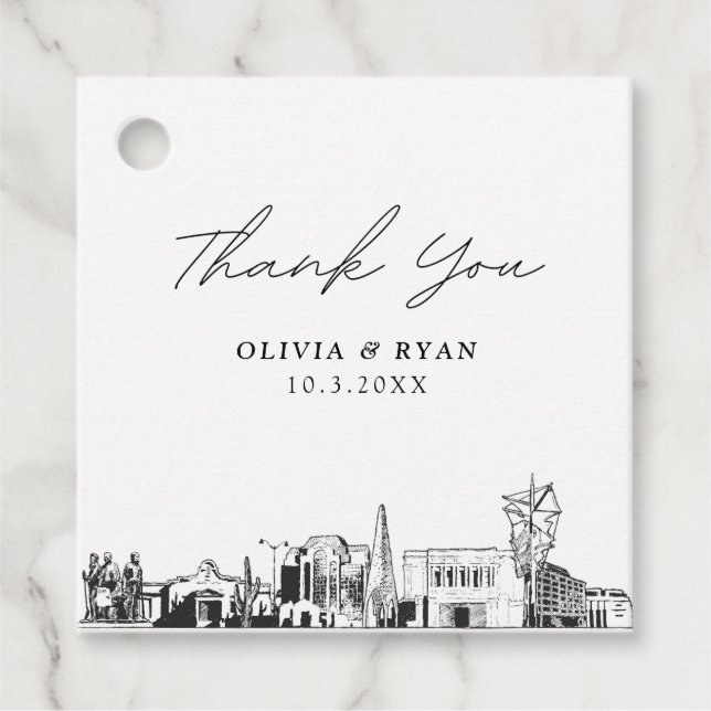 Mesa Arizona Landmarks Wedding Favour Tag (Front)