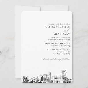 Mesa Arizona Mariage Skyline Sketch Invitation