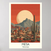 Mesa Arizona Retro Travel Poster | Vintage Desert 