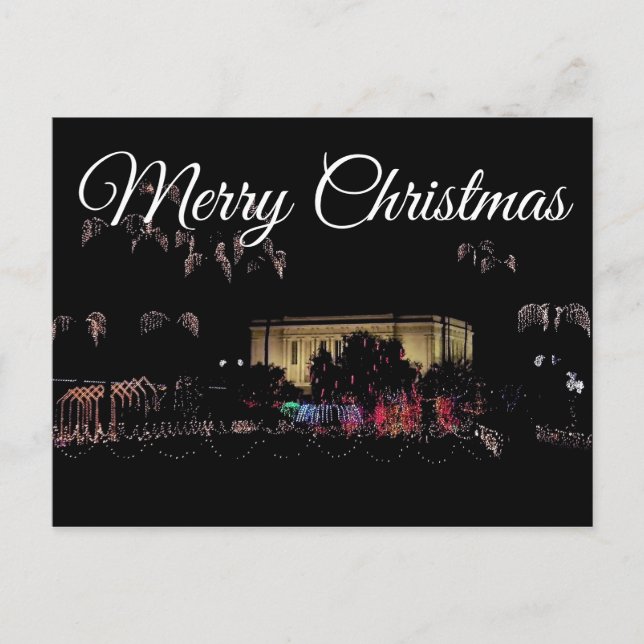 Mesa , Arizona Temple  lights. Merry Christmas Holiday Postcard (Front)