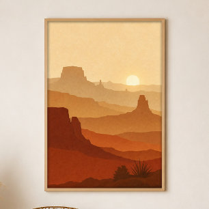 Mesa Sunset Gouache Boho Art Poster