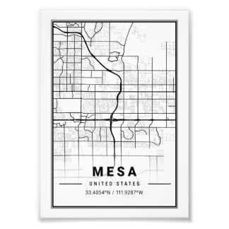 Mesa - United States Ligth City Map Photo Print