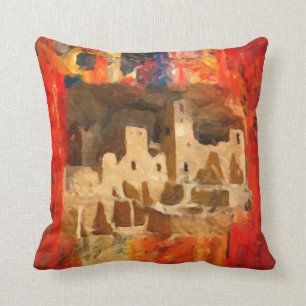 Mesa Verde Adobe Cliffs Southwestern Square Pillow