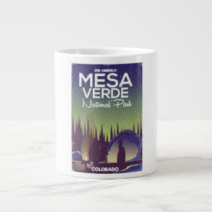 Mesa Verde National Park Camping travel poster Large Coffee Mug
