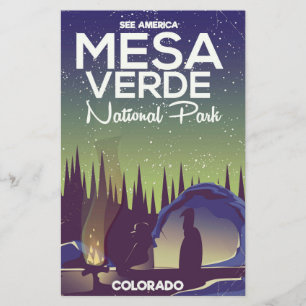 Mesa Verde National Park Camping travel poster Stationery