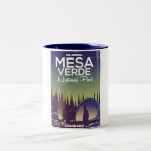 Mesa Verde National Park Camping travel poster Two-Tone Coffee Mug