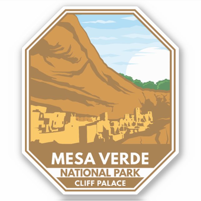 Mesa Verde National Park Cliff Palace Retro Emblem (Front)