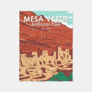 Mesa Verde National Park Colorado Colourful Vintag Fleece Blanket