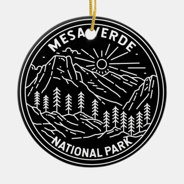 Mesa Verde National Park Colorado Monoline Ceramic Ornament (Front)