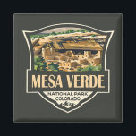 Mesa Verde National Park Illustration Travel Art Magnet<br><div class="desc">Mesa Verde vector artwork design. The park is known for its well-preserved Ancestral Puebloan cliff dwellings,  notably the huge Cliff Palace.</div>
