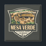 Mesa Verde National Park Illustration Travel Art Magnet<br><div class="desc">Mesa Verde vector artwork design. The park is known for its well-preserved Ancestral Puebloan cliff dwellings,  notably the huge Cliff Palace.</div>