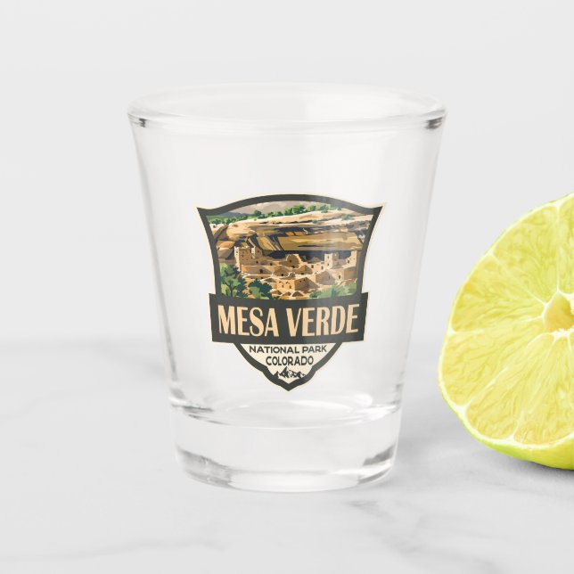 Mesa Verde National Park Illustration Travel Art Shot Glass (Front)