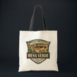 Mesa Verde National Park Illustration Travel Art Tote Bag<br><div class="desc">Mesa Verde vector artwork design. The park is known for its well-preserved Ancestral Puebloan cliff dwellings,  notably the huge Cliff Palace.</div>